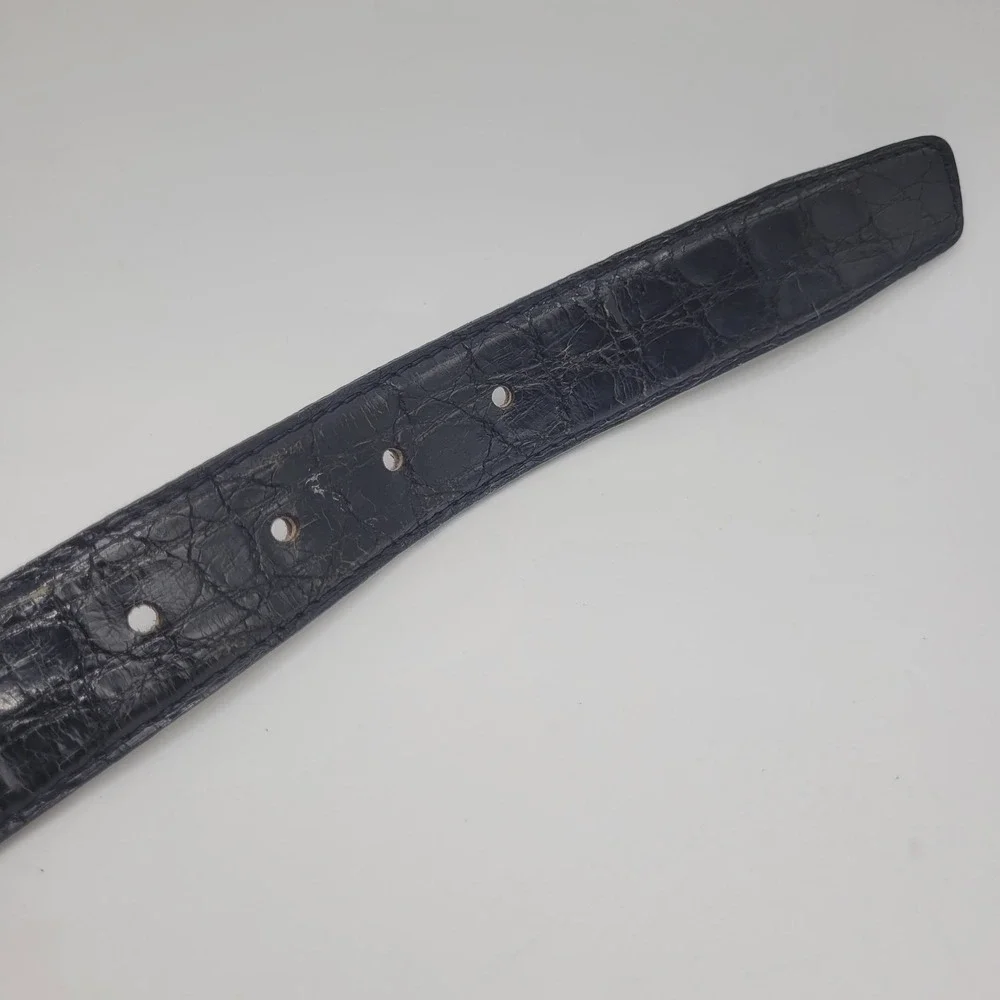 Black Crocodile Leather Belt Mens 40 Brass Buckle Luxury EXOTIC Classic Heritage